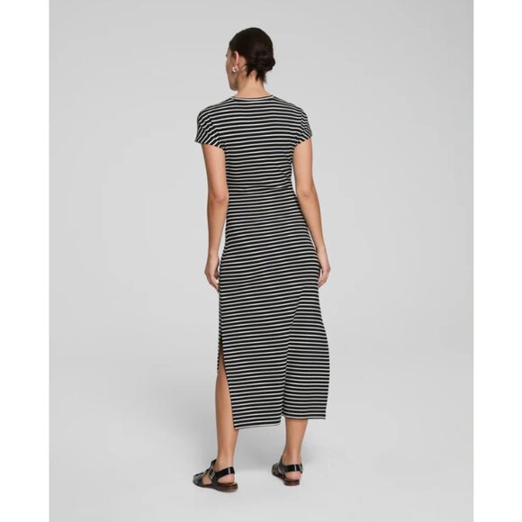 NWT SPANX AirEssentials Tie-Waist Maxi Dress in Very Black Stripe Size Small - Picture 2 of 14